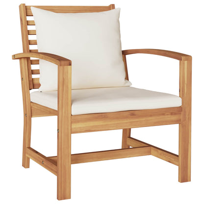 vidaXL Stuhl 2 pcs Braun und Creme 65 x 60 x 76,5 cm Massivholz Teak