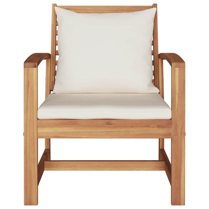 vidaXL Stuhl 2 pcs Braun und Creme 65 x 60 x 76,5 cm Massivholz Teak