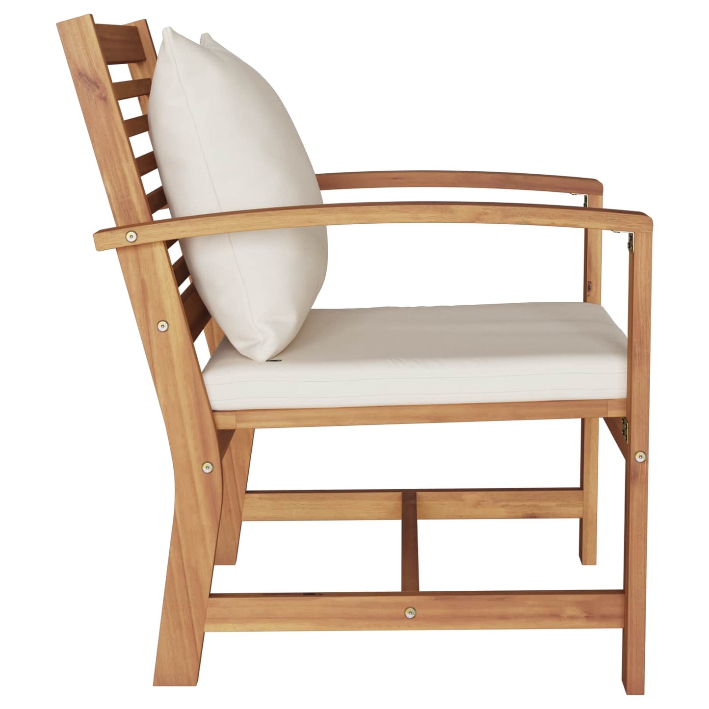 vidaXL Stuhl 2 pcs Braun und Creme 65 x 60 x 76,5 cm Massivholz Teak