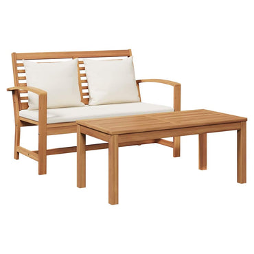 vidaXL Bank mit Kissen 2 pcs Braun und Creme Massivholz Teak
