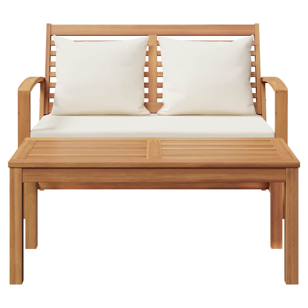 vidaXL Bank mit Kissen 2 pcs Braun und Creme Massivholz Teak