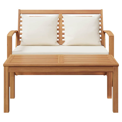 vidaXL Bank mit Kissen 2 pcs Braun und Creme Massivholz Teak