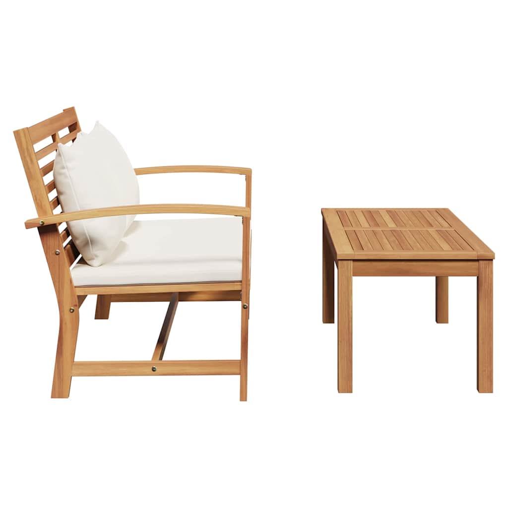 vidaXL Bank mit Kissen 2 pcs Braun und Creme Massivholz Teak