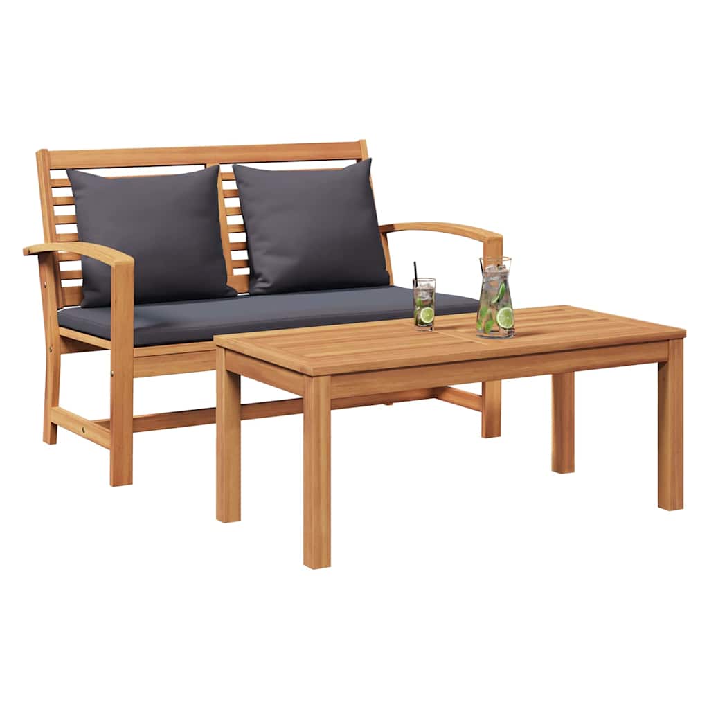 vidaXL Bank Braun und Dunkelgrau 110 x 66 x 76 cm Massivholz Teak