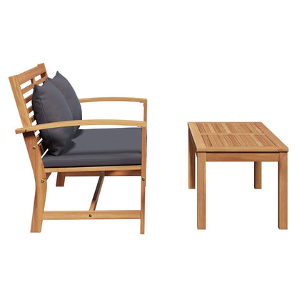 vidaXL Bank Braun und Dunkelgrau 110 x 66 x 76 cm Massivholz Teak