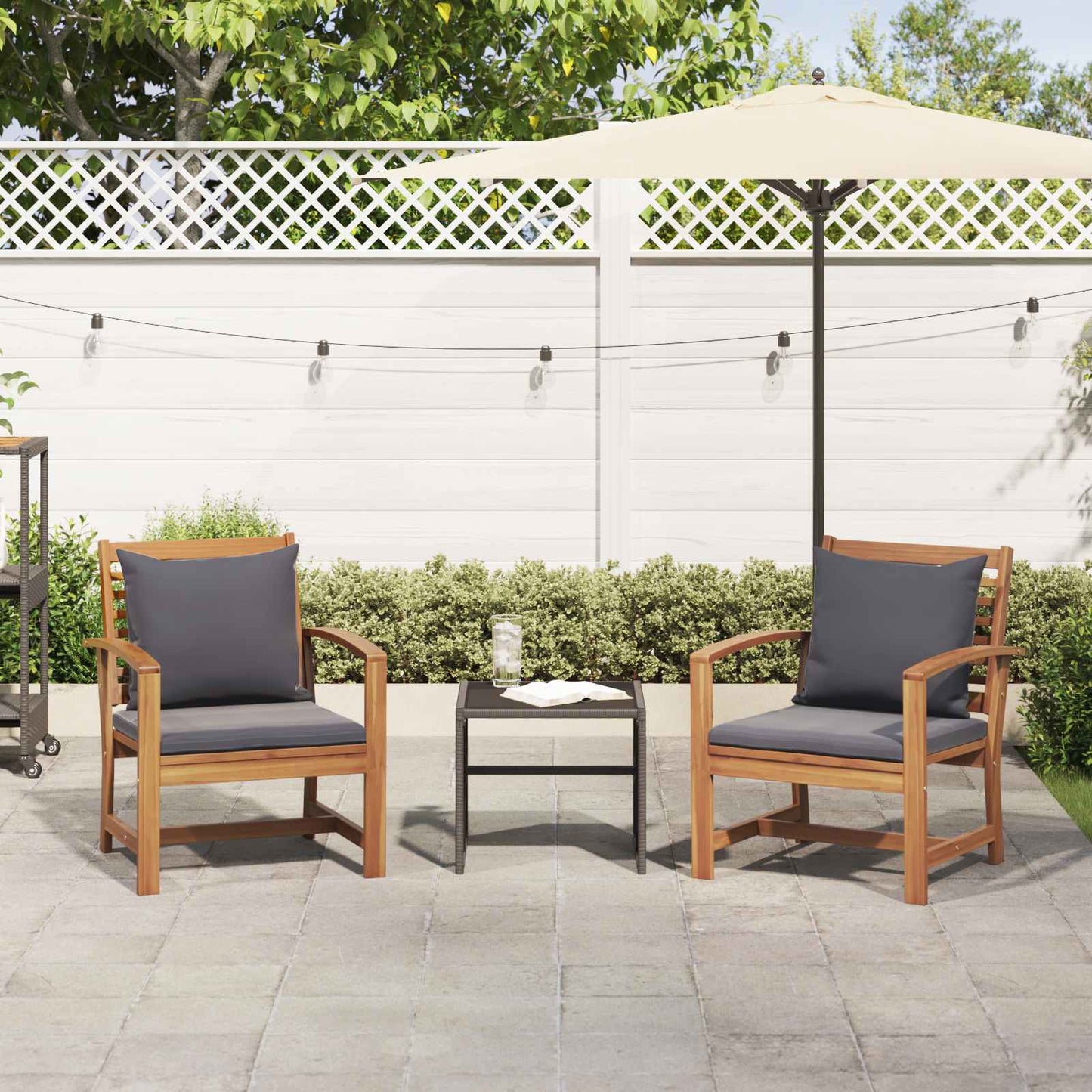 vidaXL Stuhl mit Kissen 2 pcs Braun und Dunkelgrau 65 x 60 x 76,5 cm
