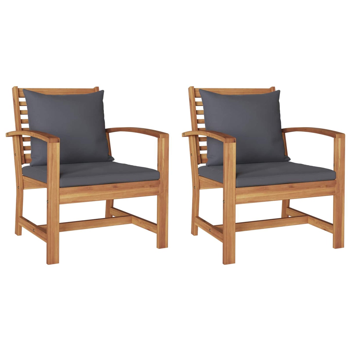 vidaXL Stuhl mit Kissen 2 pcs Braun und Dunkelgrau 65 x 60 x 76,5 cm