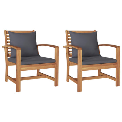 vidaXL Stuhl mit Kissen 2 pcs Braun und Dunkelgrau 65 x 60 x 76,5 cm