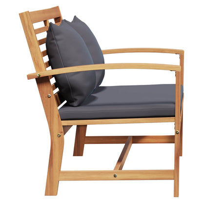vidaXL Bank mit Kissen 2 pcs Braun und Dunkelgrau Massivholz Teak