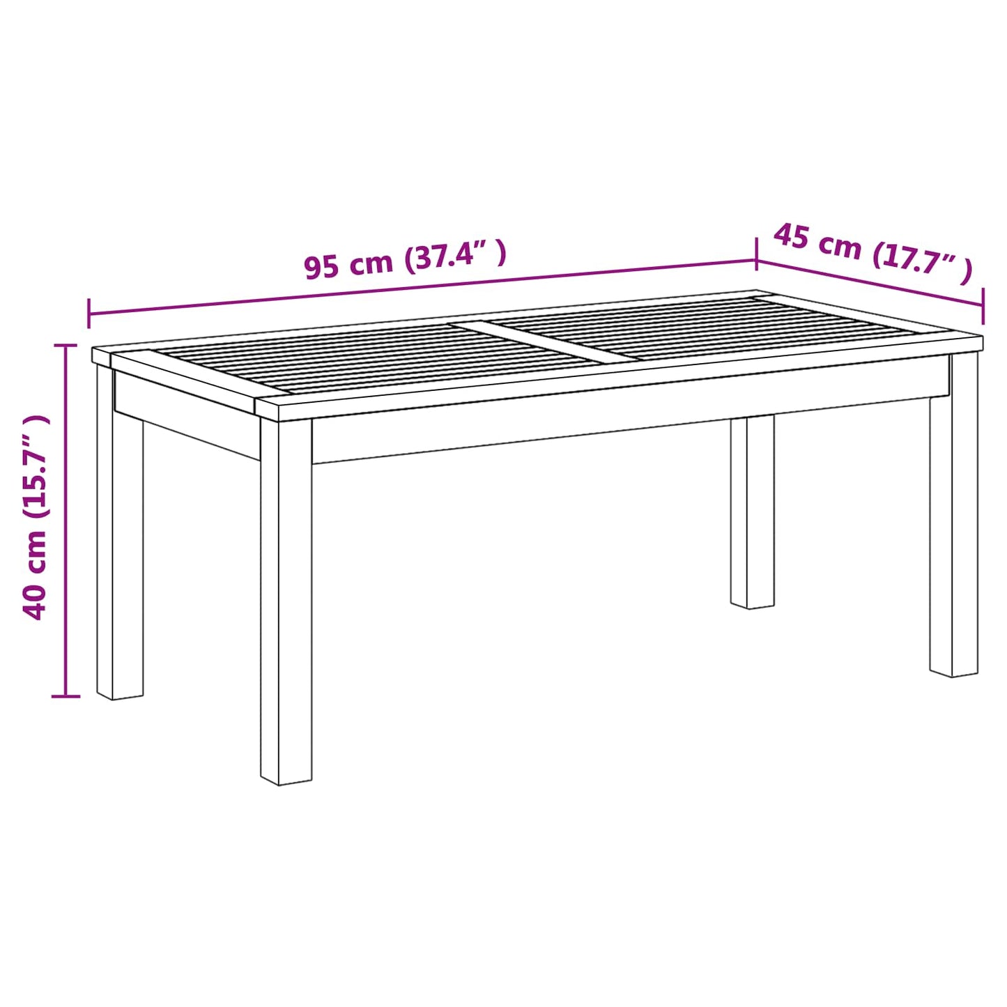 Tisch Braun 95 x 45 x 40 cm Massivholz Teak