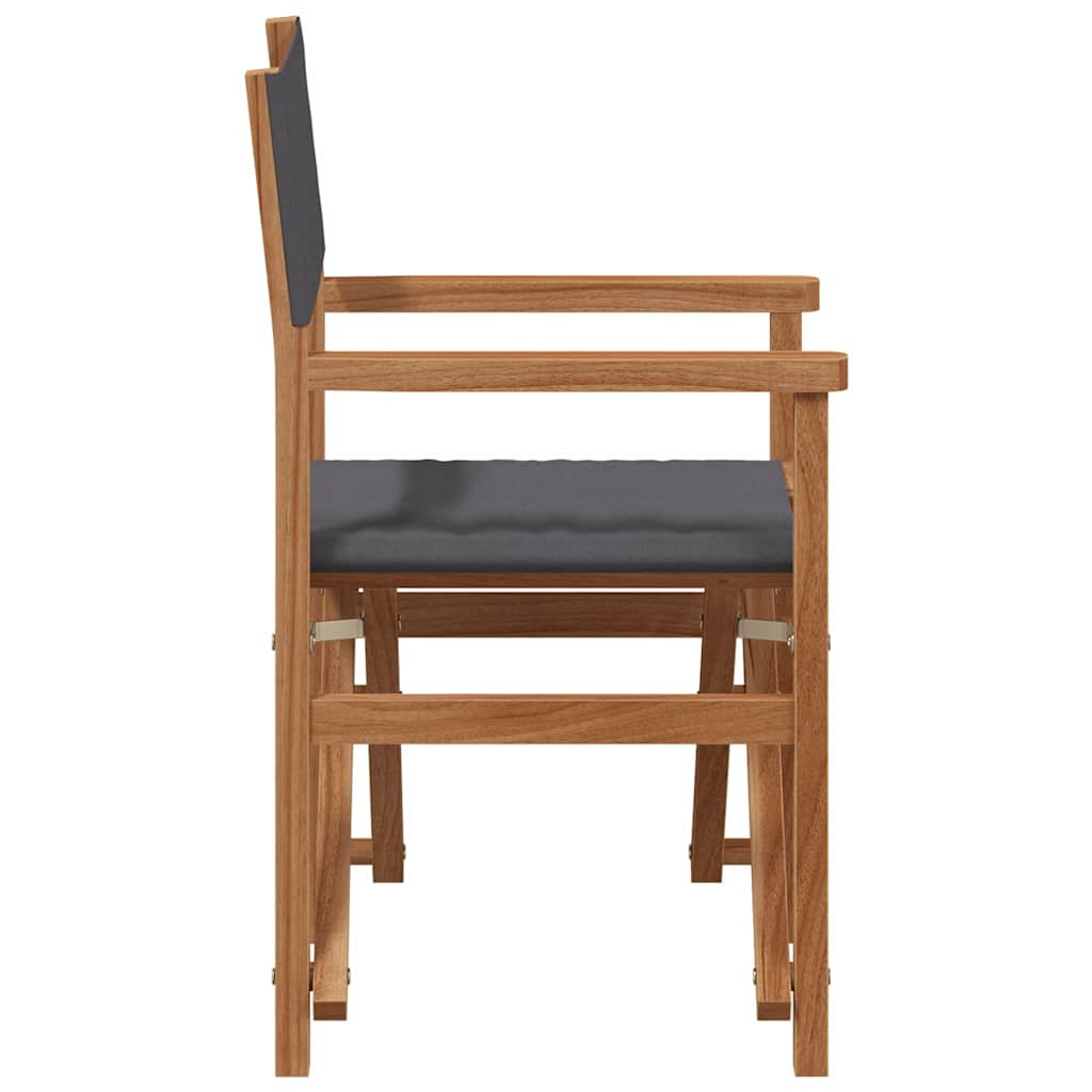 vidaXL Klappstuhl für Regisseure Grau 55 x 54 x 85 cm Massivholz Teak