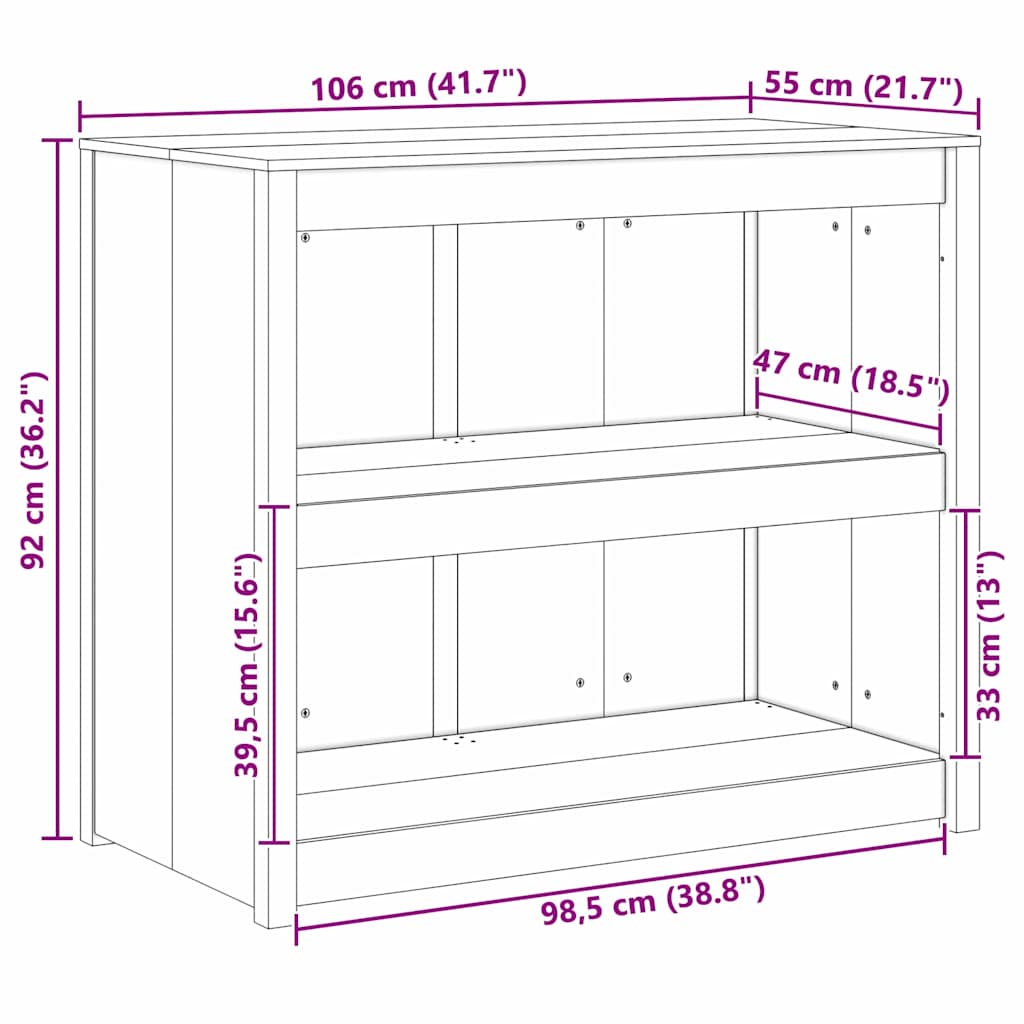 vidaXL Küchenschrank Weiß 106 x 55 x 92 cm Massives Kiefernholz