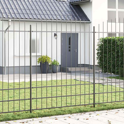 vidaXL Gartenzaun Grau 170 x 225 cm Pulverbeschichteter Stahl