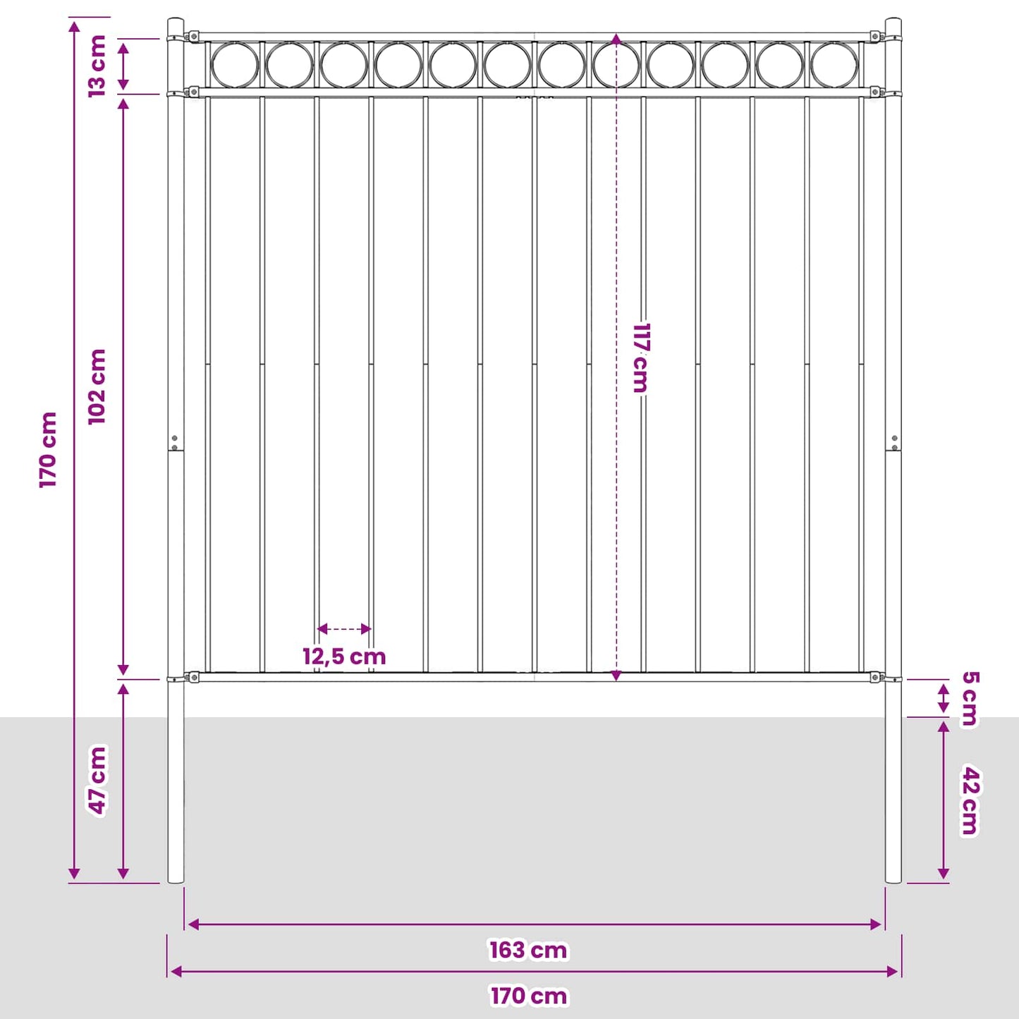 vidaXL Zaunelement Grau 170 x 170 cm Stahl