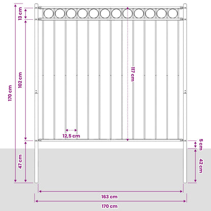 vidaXL Zaunelement Grau 170 x 170 cm Stahl