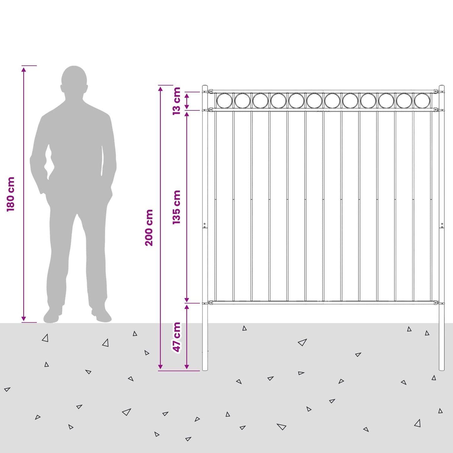 vidaXL Zaunelement Grau 170 x 200 cm Stahl