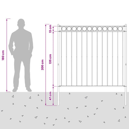 vidaXL Zaunelement Grau 170 x 200 cm Stahl