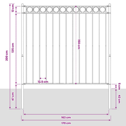 vidaXL Zaunelement Grau 170 x 200 cm Stahl