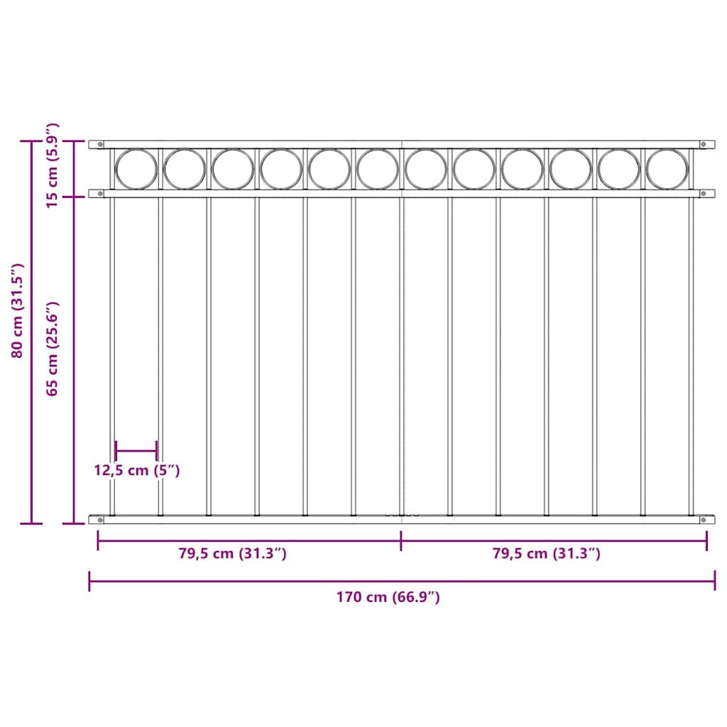 vidaXL Zaunelement Grau 170 x 80 cm Stahl