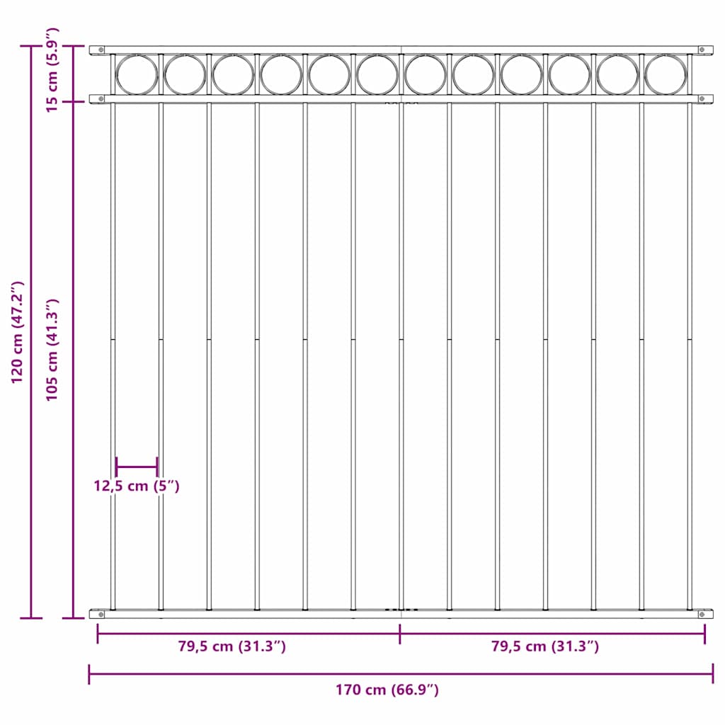 vidaXL Zaunelement Grau 170 x 120 cm Stahl