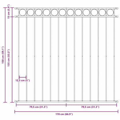 Zaunelement Grau 170 x 150 cm Stahl