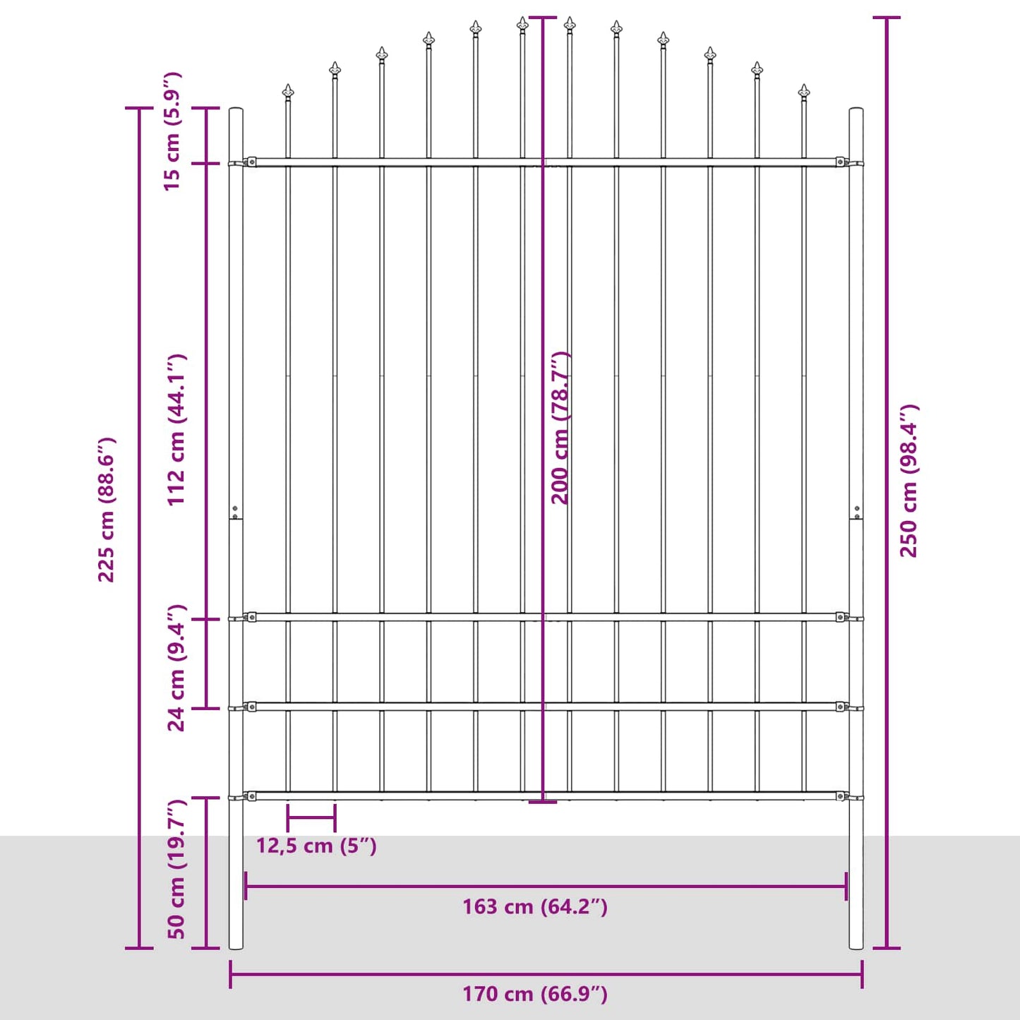vidaXL Gartenzaun Weiß 170 x 225 cm Pulverbeschichteter Stahl