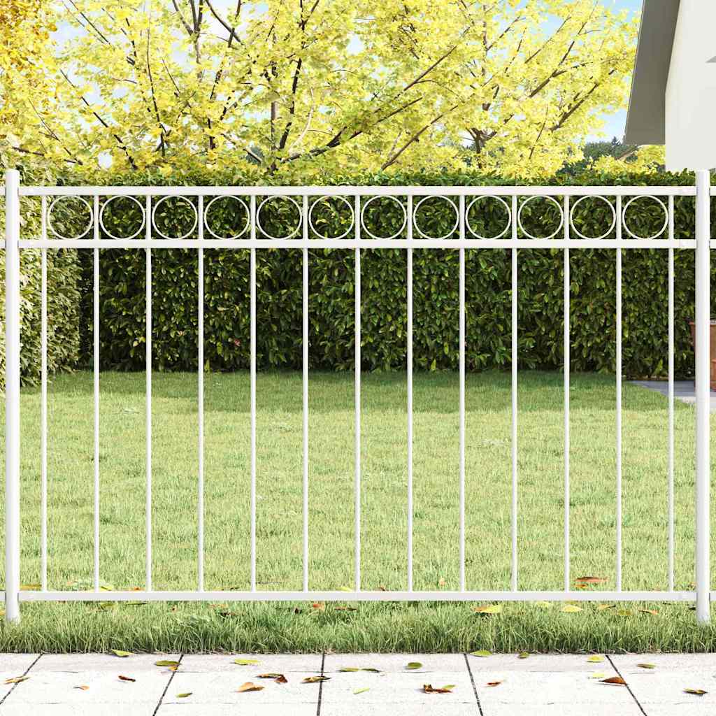 vidaXL Gartenzaun Weiß Stahl