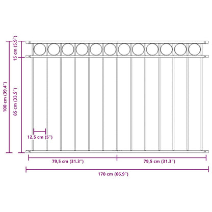 vidaXL Zaunelement Weiß 170 x 100 cm Stahl