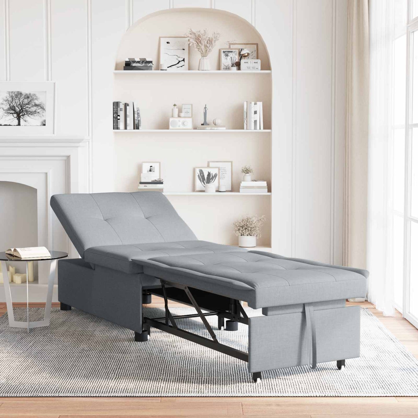 vidaXL Pull-Out Schlafsofa Hellgrau 194 x 50 x 82 cm Sperrholz