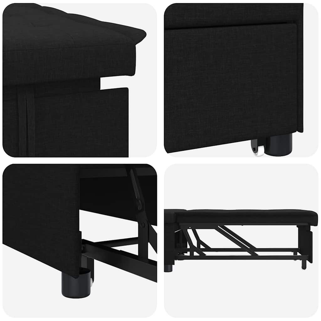 vidaXL Pull-Out Schlafsofa Schwarz 194 x 50 x 82 cm Sperrholz