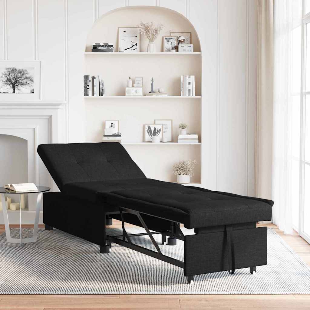 vidaXL Pull-Out Schlafsofa Schwarz 194 x 50 x 82 cm Sperrholz