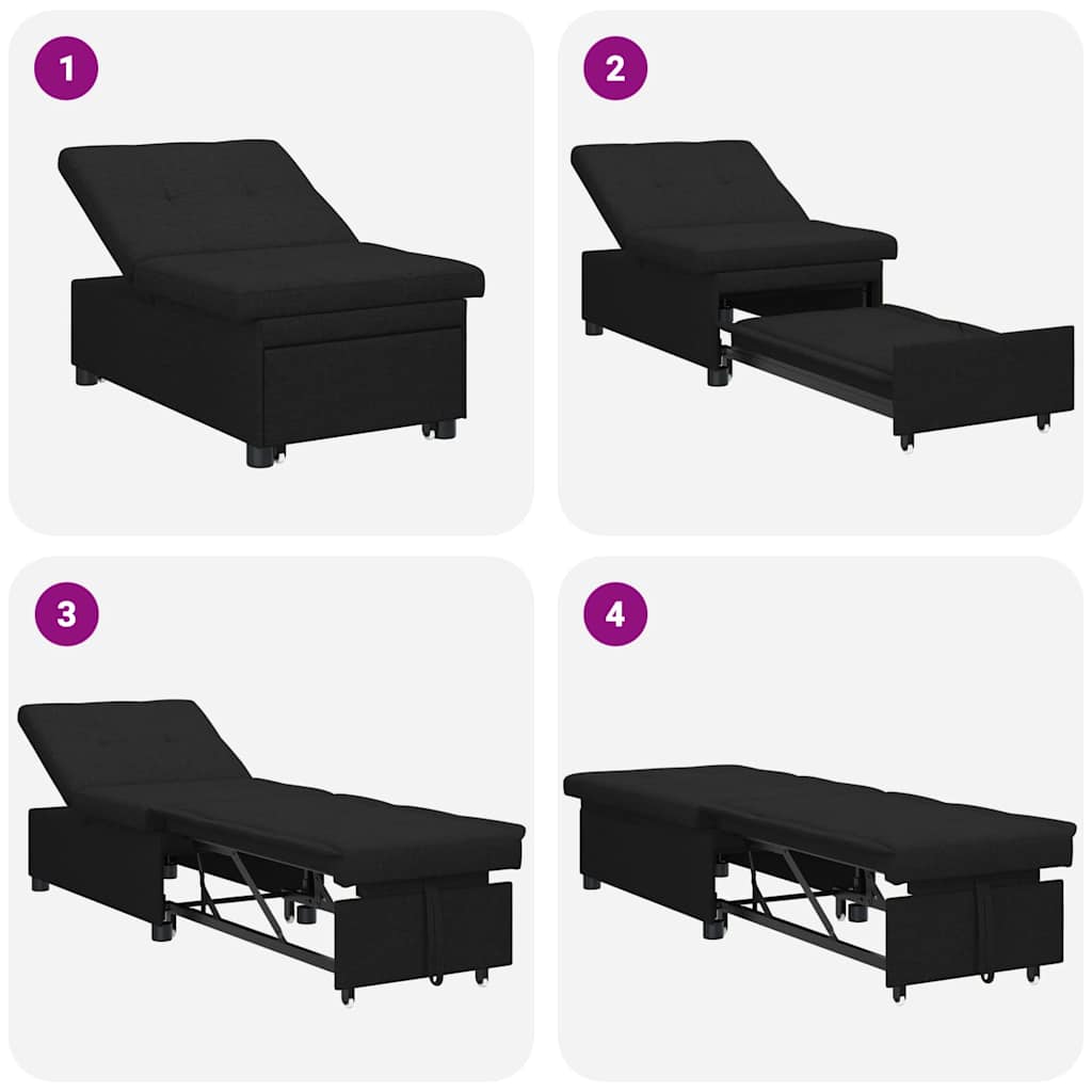 vidaXL Pull-Out Schlafsofa Schwarz 194 x 50 x 82 cm Sperrholz