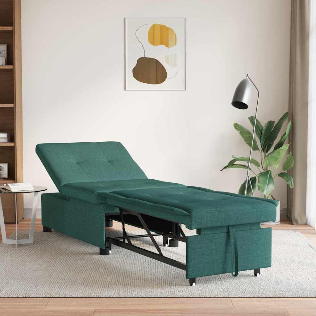 Schlafsofa Ausziehbar Dunkelgrün 194 x 50 x 82 cm Stoff