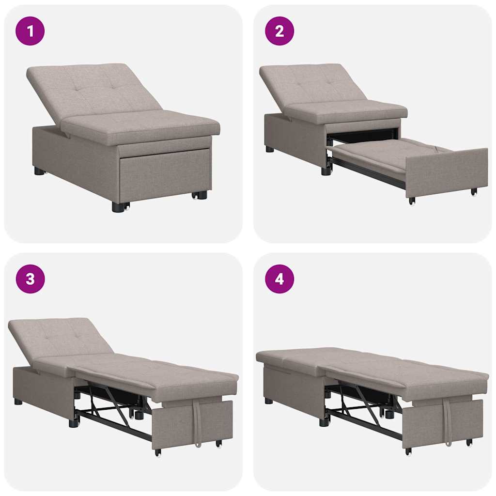 vidaXL Canapé-lit gigogne taupe 194 x 50 x 82 cm contreplaqué