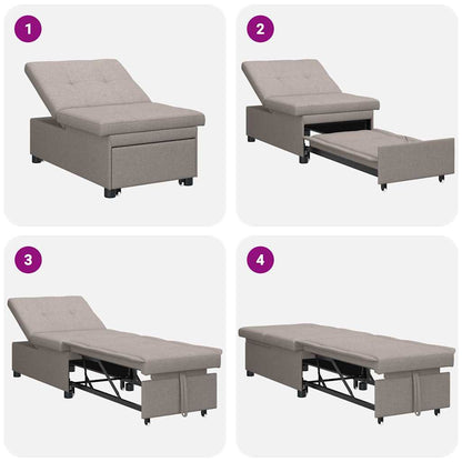 vidaXL Canapé-lit gigogne taupe 194 x 50 x 82 cm contreplaqué