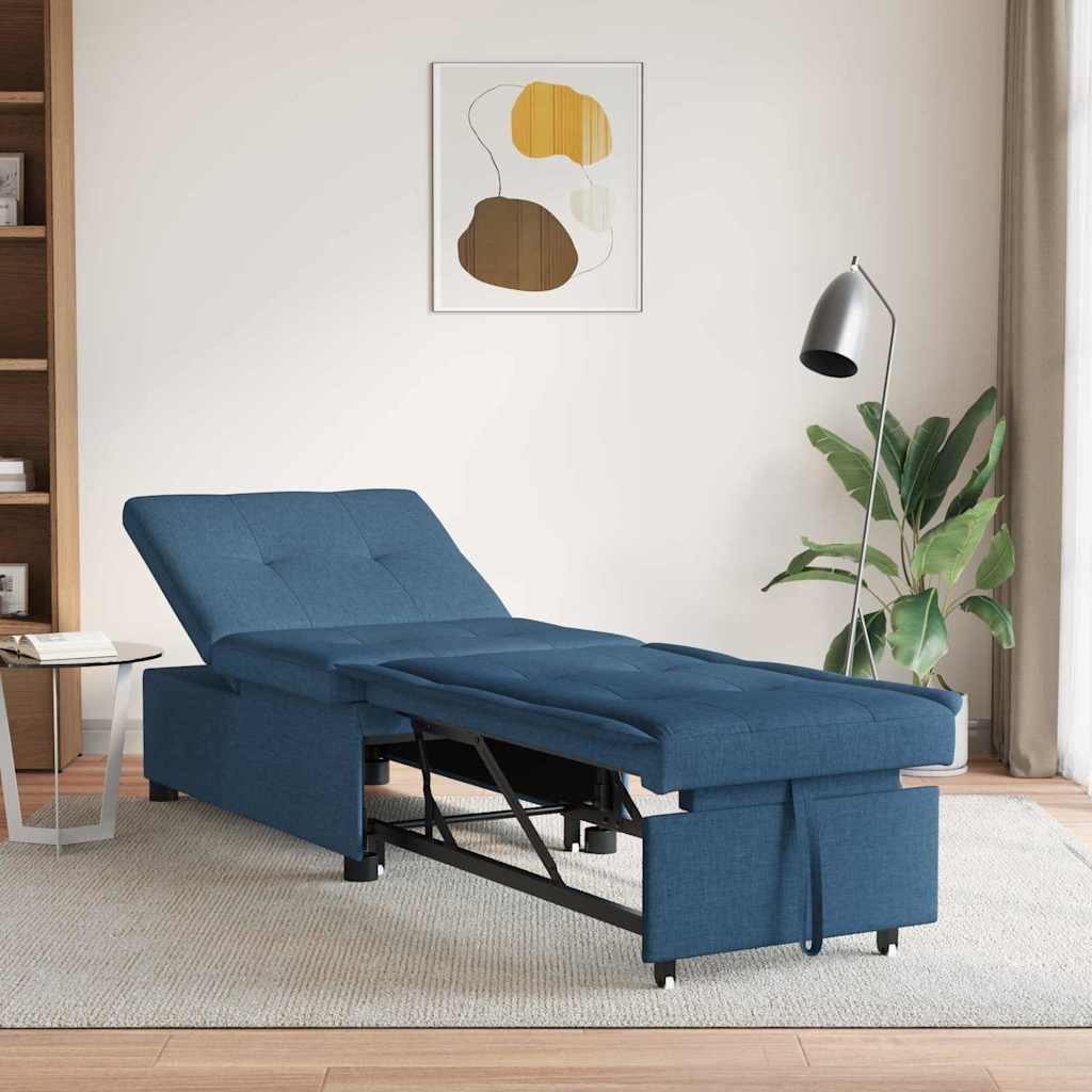 Schlafsofa Ausziehbar Blau 194 x 50 x 82 cm Stoff