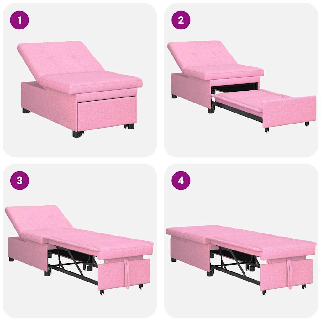 Schlafsofa Ausziehbar Rosa 194 x 50 x 82 cm Stoff