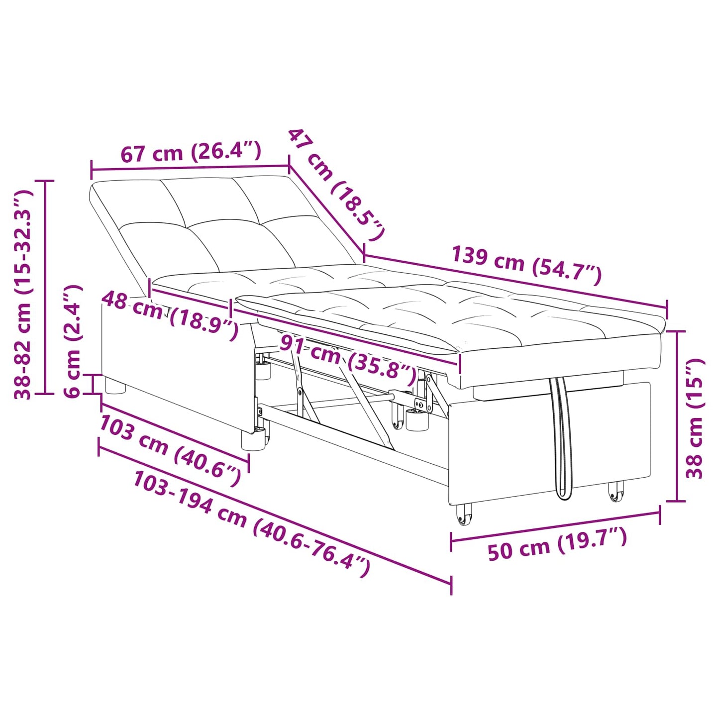 Schlafsofa Dunkelgrau 194 x 67 x 82 cm Samt