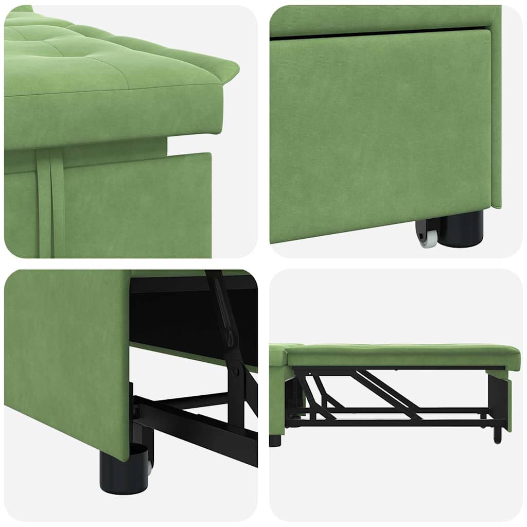 vidaXL Canapé convertible Vert clair 194 x 67 x 82 cm Velours