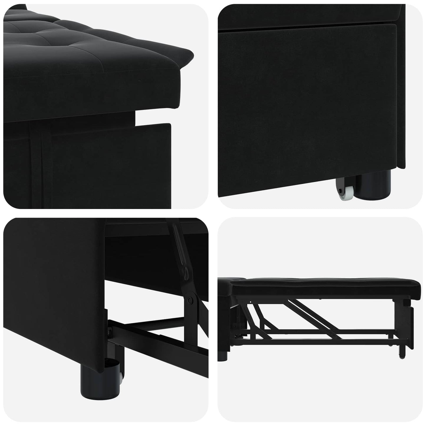 vidaXL Canapé-lit Noir 194 x 67 x 82 cm Velours