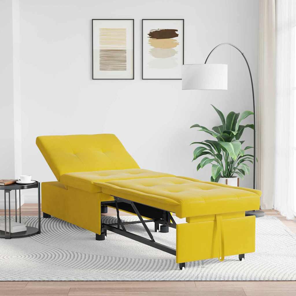vidaXL Canapé-lit Jaune 194 x 67 x 82 cm Velours