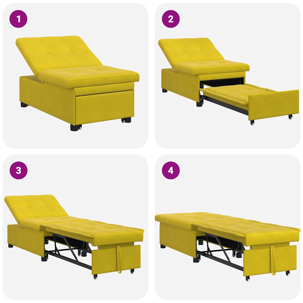 vidaXL Canapé-lit Jaune 194 x 67 x 82 cm Velours