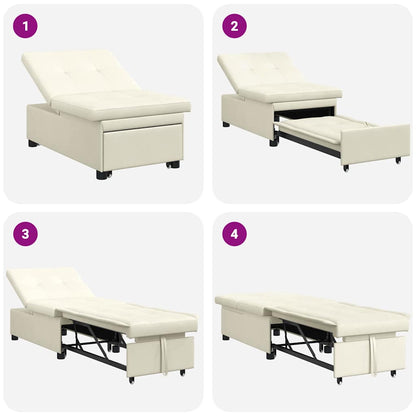 Schlafsofa Creme 194 x 67 x 82 cm Samt