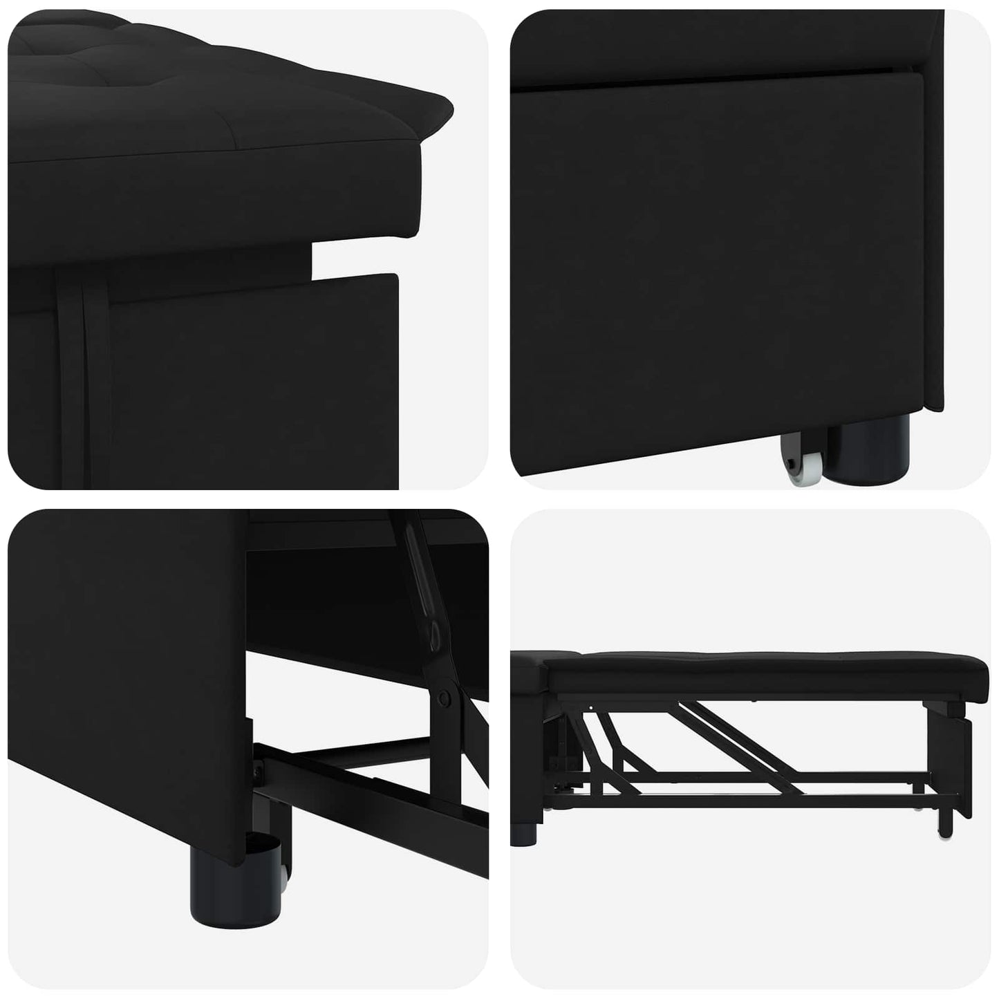 vidaXL Pull-Out Schlafsofa 67cm Schwarz Mikrofaser