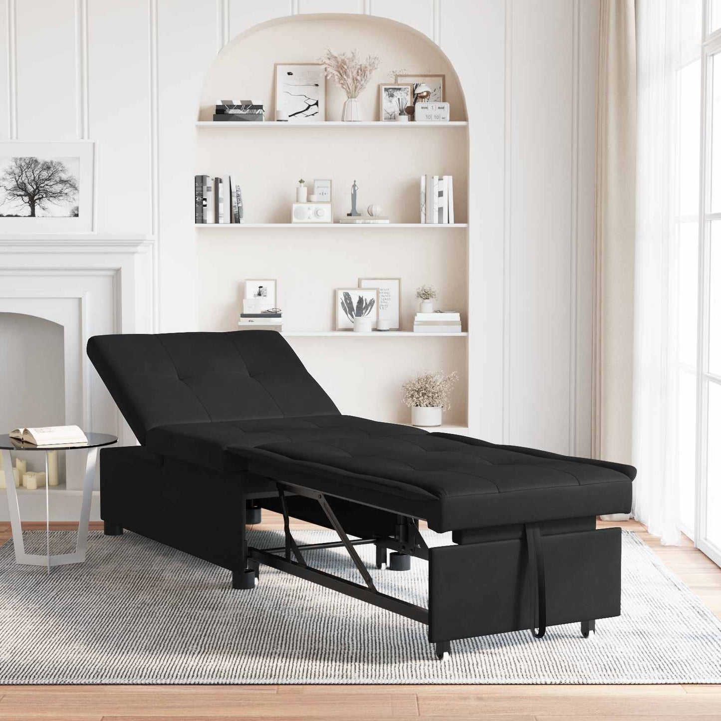 vidaXL Pull-Out Schlafsofa 67cm Schwarz Mikrofaser