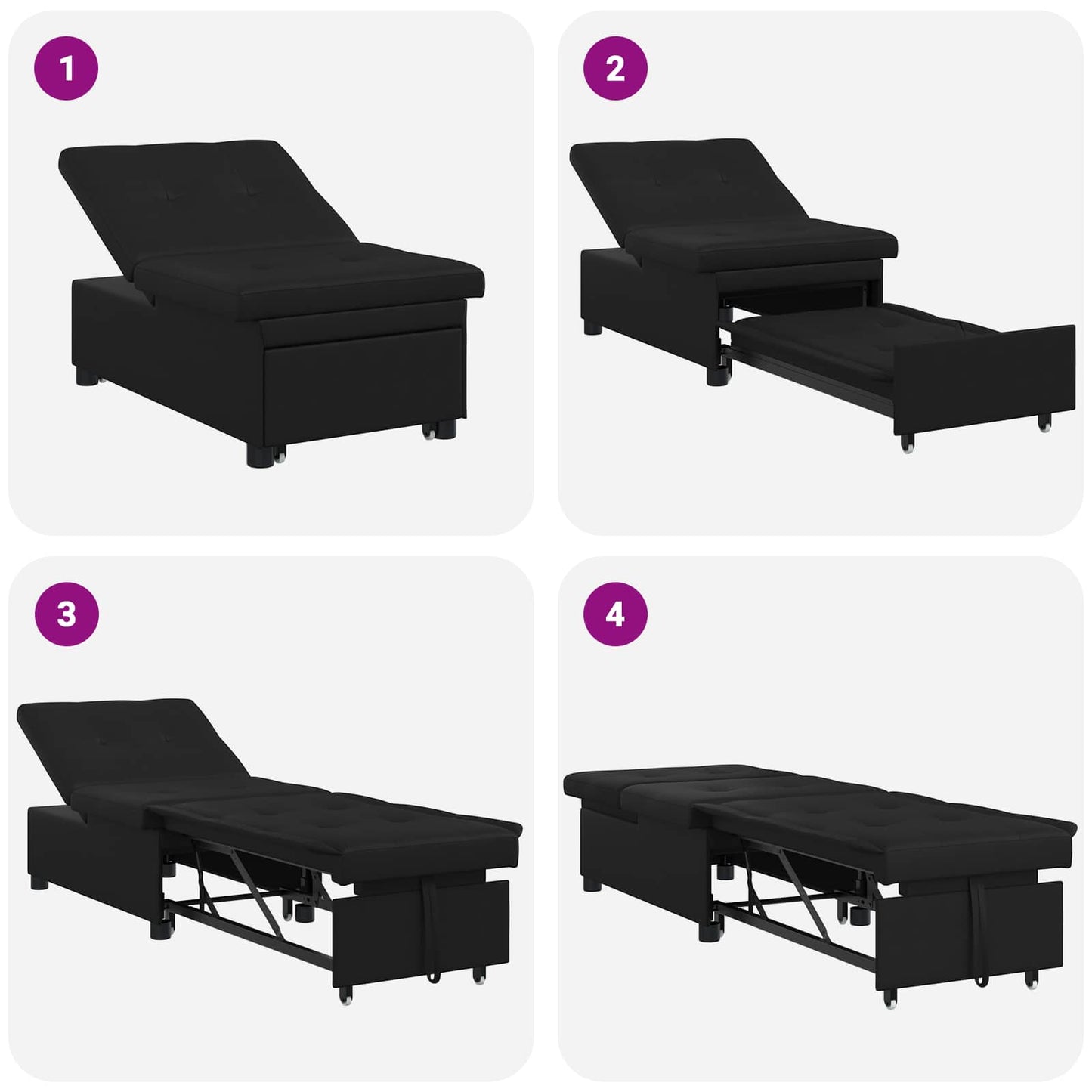 vidaXL Pull-Out Schlafsofa 67cm Schwarz Mikrofaser