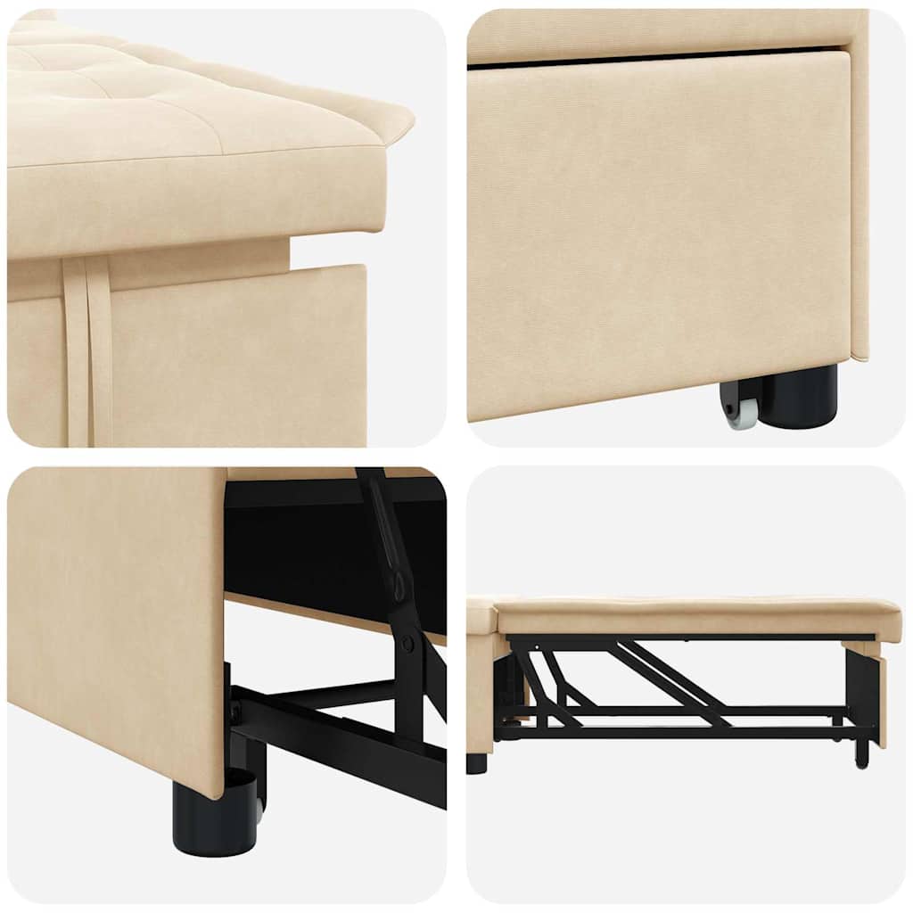 Schlafsofa Ausziehbar Creme 194 x 67 x 82 cm Mikrofaser