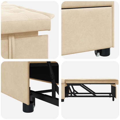 Schlafsofa Ausziehbar Creme 194 x 67 x 82 cm Mikrofaser