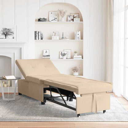 Schlafsofa Ausziehbar Creme 194 x 67 x 82 cm Mikrofaser