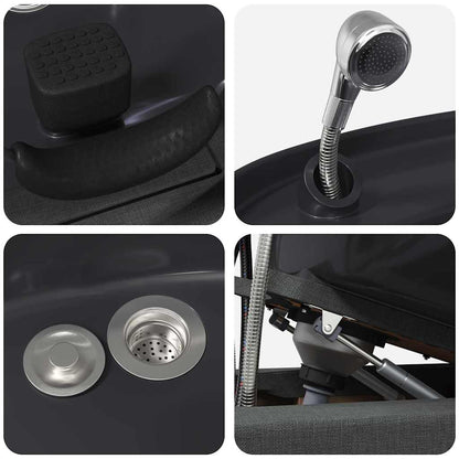 Shampoo Stuhl Dunkelgrau und Schwarz 136 x 60 x 92 cm Stoff